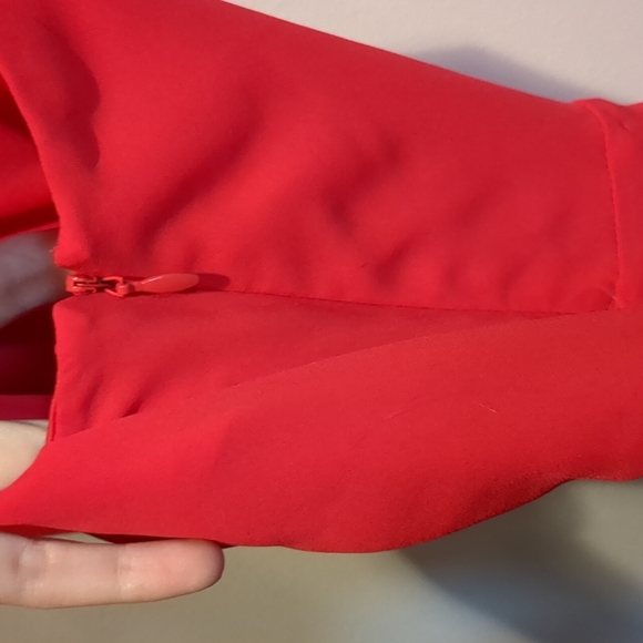 Express Fit and Flare Red/Orange Halter Dress Keyhole - Picture 8 of 12